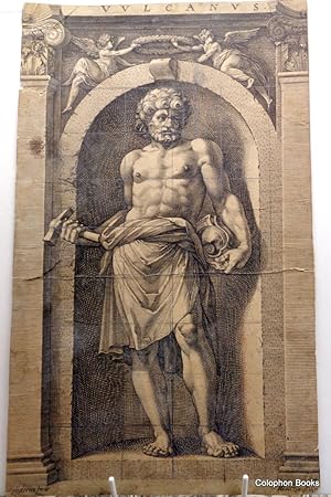 Vulcan. The Roman God. 16th century Copper engraving