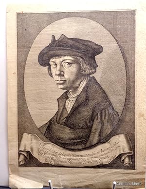 Lucas van Leyden, [1494-1533] Portrait of this artist. Engraved by Andries Jacobsz Stock