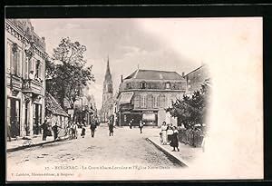 Carte postale Bergerac, Le Cours Alsace-Lorraine et l`Eglise Notre-Dame