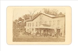 Ca. 1868-1870s photograph of the Saratoga Seltzer Spring Water Co. springhouse in Saratoga Spring...