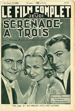 "SÉRÉNADE A TROIS ( DESIGN FOR LIVING)" Réalisé par Ernst LUBITSCH en 1933 d'après la pièce de No...