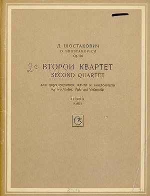 SECOND QUARTET, op.68. For two Violins, Viola and Violoncello.Parts.