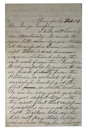 Autograph Letter Signed. Union Soldier. Date hard to read but probably Nov. 15, 1861