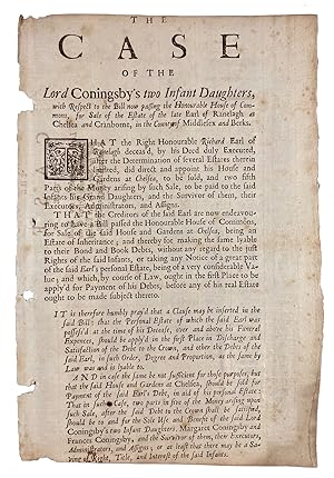 The Case of the Lord Coningsby's Two Infant Daughters, with respect to the Bill now Passing the H...