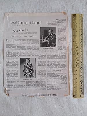JUSSI BJOERLING Autographed Programme and Clippings