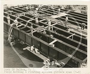 Archive of 64 original photographs documenting reconstruction work on the Panama Canal's Dock 15 ...
