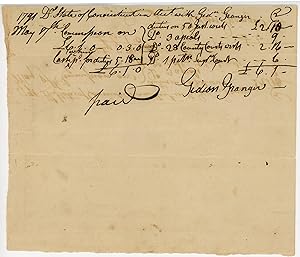 [Manuscript Receipt] Paid Commissions for the State of Connecticut in Account with Gideon Granger