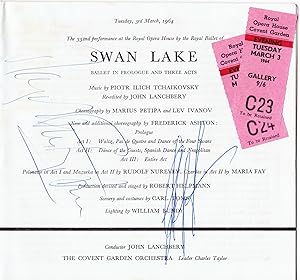 The programme for the performance of Swan Lake at the Royal Opera House, Covent Garden, on Tuesda...