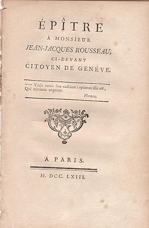 Épître à monsieur Jean-Jacques Rousseau, ci-devant citoyen de Genève