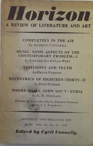 Horizon. A Review of Literature and Art. June 1944