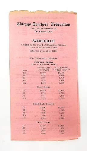 1922 Chicago Teachers' Union Pay Scedule (Ephemera)