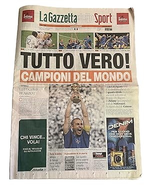 La Gazzetta dello sport 10 Luglio 2006 Italia Campione del Mondo FIFA World Cup