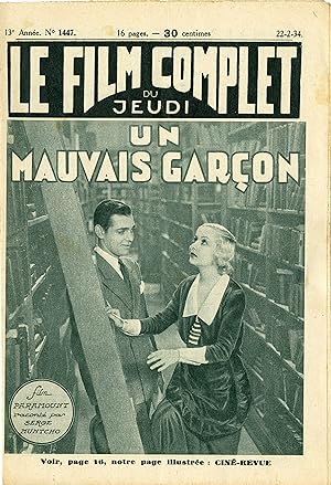 "UN MAUVAIS GARÇON (NO MAN OF HER OWL)" Réalisé par Wesley RUGGLES en 1932 avec en couverture de ...