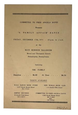 Committee to Free Angela Davis Presents "A Family Affair" Dance, Friday, December 17th, 1971 - 10...