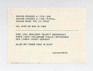 Exhibition postcard: Lawrence Weiner (1 March-3 April 1975)
