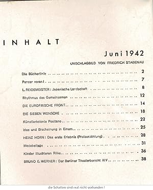 Die neue linie (Heft 6 - XIII. Jahrgang Originalausgabe Juni 1942 mit Umschlagbild von Friedrich ...