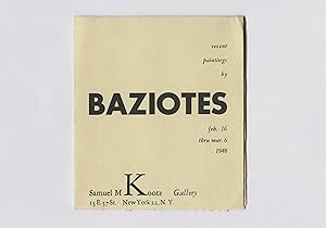 1948 Exhibition Announcement, Recent Paintings by Baziotes, Samuel M. Kootz Gallery, NYC, William...