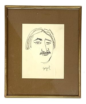 [LARIONOV'S DRAWING] The drawing of Nikolay Gogol's head on the back of the invitation to the Lar...