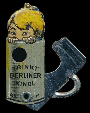 Zigarrenschneider. Trinkt Berliner Kindl Goldjunge. Bier Werbung.
