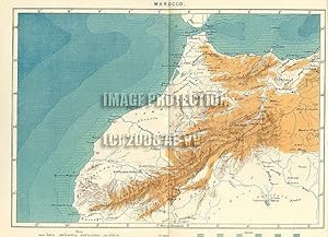 MOROCCO, 1880 Antique Historical Color Map