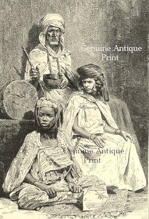 Algerian people Types,Arab Mendicant,Biskra Negress,E-Kantara Woman,Antique Historical Print