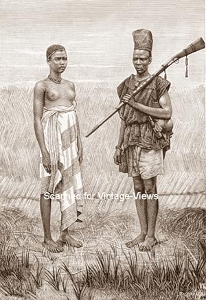 Bambaras Inhabitants of The Bambaras in West Africa,Antique Historical Print