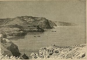 Madeira in the Azores, View Taken on the North Coast,Antique Historical Print