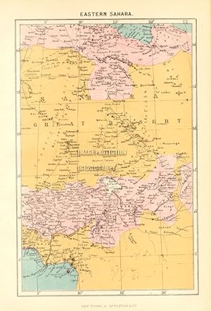 Eastern Sahara, 1880 Antique Historical Color Map