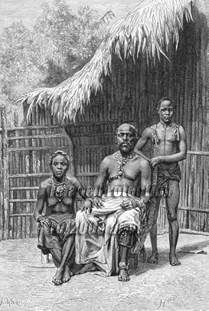 The King of Assini on the Ivory Coast of West Africa,Antique Historical Print