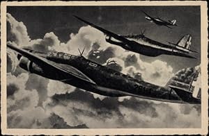 Ansichtskarte / Postkarte Italienische Militärflugzeuge in der Luft, Alcioni