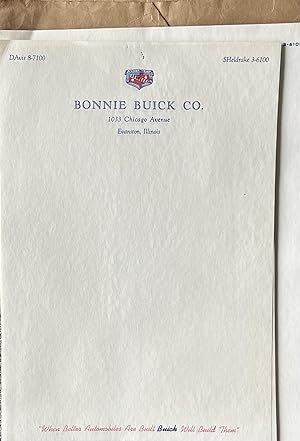 A Large [43 pages] Stack of Unused Letterhead from Bonnie Buick, Evanston, Illinois
