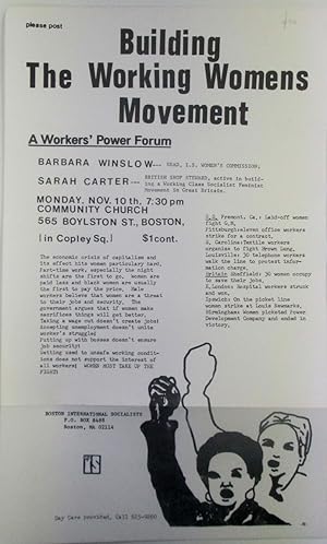 Building the Working Women's Movement Event Flier