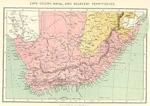 Cape Colony,Natal in South Africa,Antique Historical Color Map
