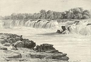 The Gonye Falls on the Zambese River in South Africa,Antique Historical Print