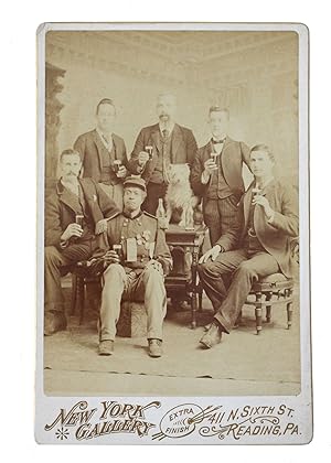 Cabinet Card Photograph of Decorated African American Soldier and his Fellow Civil War Veterans, ...