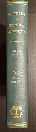 World List Of Scientific Periodicals, Published In The Years 1900-1960, Vol. 3: Q-Z