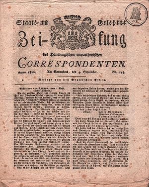 Staats- und Gelehrte Zeitung des Hamburgischen unpartheyischen Correspondenten. No. 145. Am Sonna...