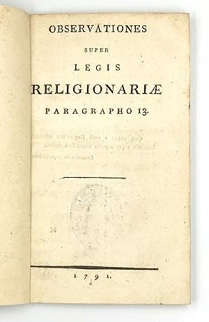 Observationes super legis religionariae paragrapho 13. [Hungarian Jacobin pamphlet on religious f...