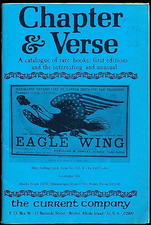 CHAPTER & VERSE. A catalogue of rare books, first editions, and the interesting and unusual, Cata...
