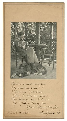 Cabinet Card Photograph of Mabel Osgood Wright Inscribed with a six-line poem