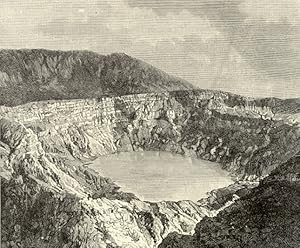 Three Craters of Poas in Costa Rica,Antique Historical Print