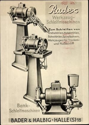 Ansichtskarte / Postkarte Halle an der Saale, Reklame, Badex Werkzeug Schleifmaschinen, Bader und...