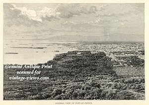 Port-Au-Prince in Haiti,Landscape View,Antique Historical Print