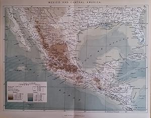 Mexico and Central America,Antique Colour Historical Map