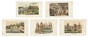 5 coloured circa 1826 prints of early Canadian Indigenous people in suggested period clothing