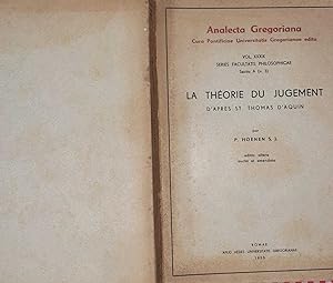 La theorie du jugement d'apres ST. Thomas D'Aquin Vol. XXXIX