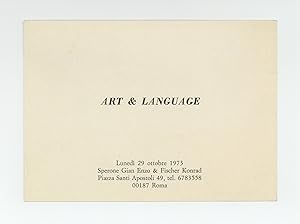 Exhibition card: Art & Language (opens 29 October 1973)