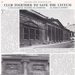 A Neo-Classial Dilemma in Liverpool: The Future of Thomas Harrison's Lyceum Club, Bold Street, Bu...