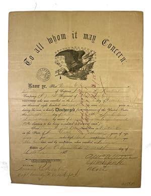 Discharge of Private Hiram Dumond from the 20th Regiment, U.S Colored Infantry. Dated October 7, ...
