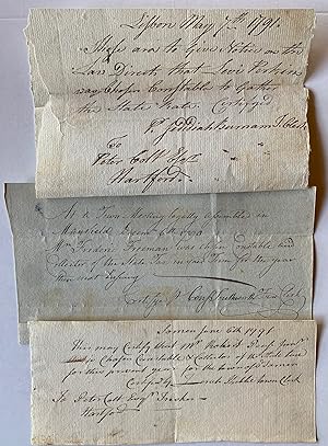 [Late 18th Century Connecticut State Tax Collectors] Collection of 16 Manuscript Documents Codify...